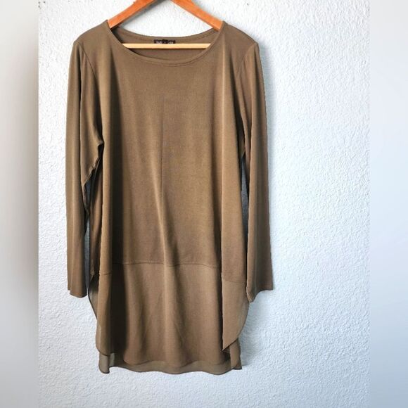 Eileen Fisher Silk Green Tunic Top - Picture 1 of 7
